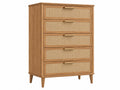Cassettiera 80 x 40 x 120 cm in legno marrone con rattan - stile naturale