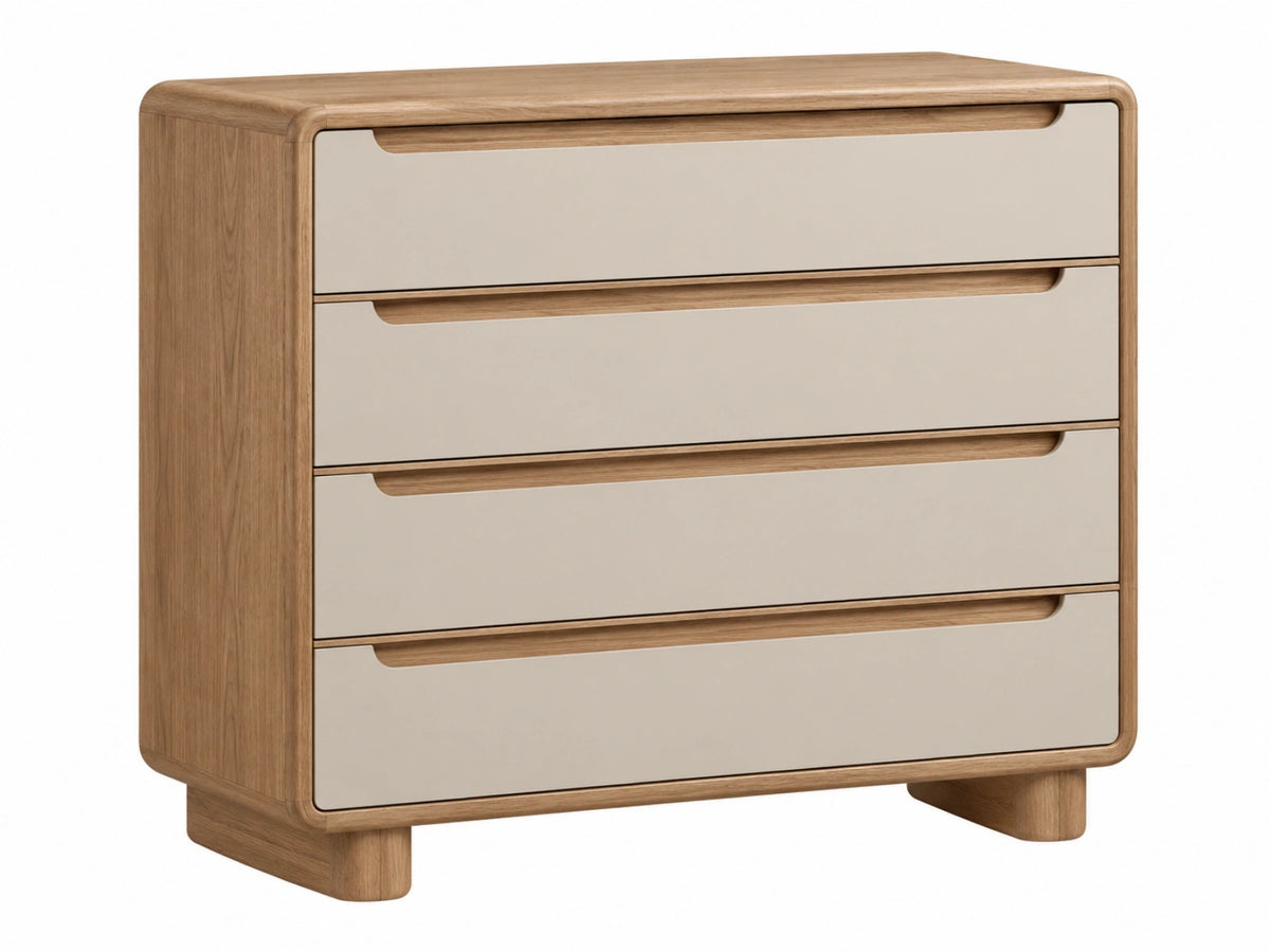 Cassettiera 120 x 45 x 90 cm in legno beige/naturale - 4 cassetti stile moderno