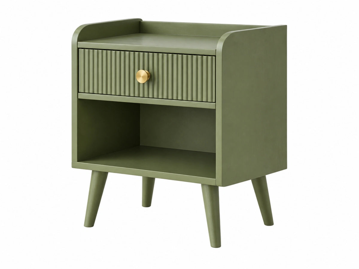 Comodino 45 x 40 x 65 cm in legno verde con cassetto - stile moderno
