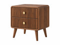 Comodino 60 x 40 x 60 cm in legno noce con 2 cassetti stile moderno