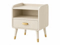 Comodino 45 x 40 x 60 cm in MDF bianco crema con cassetto e vano a giorno stile moderno