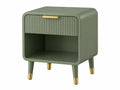 Comodino 45 x 40 x 60 cm in legno verde salvia con cassetto e vano a giorno stile moderno
