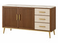 Credenza 160 x 45 x 85 cm in legno marrone con piano effetto marmo - stile moderno con ante e cassetti