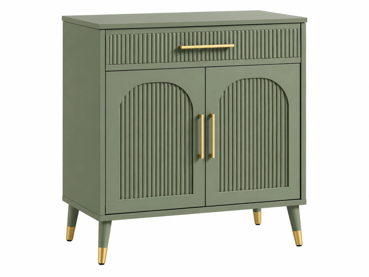 Credenza 80 x 40 x 90 cm in legno ingegnerizzato verde salvia con ante e cassetto stile moderno