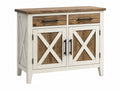 Credenza 120 x 45 x 90 cm in legno bianco/marrone - stile rustico con ante e cassetti
