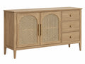 Credenza 160 x 40 x 85 cm in legno e rattan naturale - mobile contenitore stile moderno