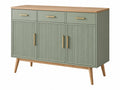 Credenza 140 x 40 x 90 cm verde salvia e legno con 3 ante 3 cassetti stile moderno