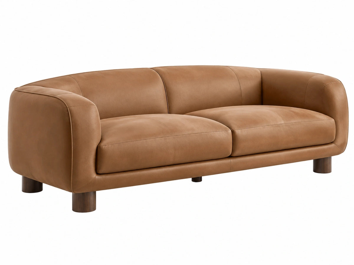 Divano 2 posti 180 x 90 x 78 cm in similpelle marrone stile moderno