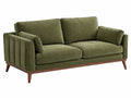 Divano 2 posti 160 x 85 x 85 cm in tessuto verde oliva con gambe in legno - stile moderno