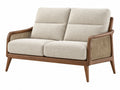 Divano 2 posti 150 cm in legno noce e tessuto beige - stile moderno con intreccio laterale