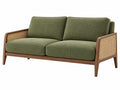Divano due posti 150 cm in legno e rattan verde - stile naturale