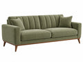 Divano 3 posti 210 x 90 x 85 cm in tessuto verde oliva con gambe in legno stile moderno