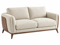 Divano 2 posti 160 x 90 x 82 cm in tessuto beige con struttura in legno stile moderno