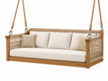 Divano sospeso da giardino 200 x 80 x 70 cm in legno e corda beige stile bohémien