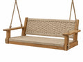 Dondolo sospeso 120 x 60 x 60 cm in legno e corda beige - stile rustico