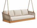 Divano sospeso 200 x 90 x 70 cm in legno e corda beige da esterno - stile contemporaneo