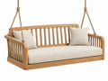 Divano sospeso 180 x 75 x 65 cm in legno naturale e corda beige per esterno