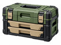 Cassettiera portautensili 50 x 30 x 32 cm in plastica verde e nera con 2 cassetti